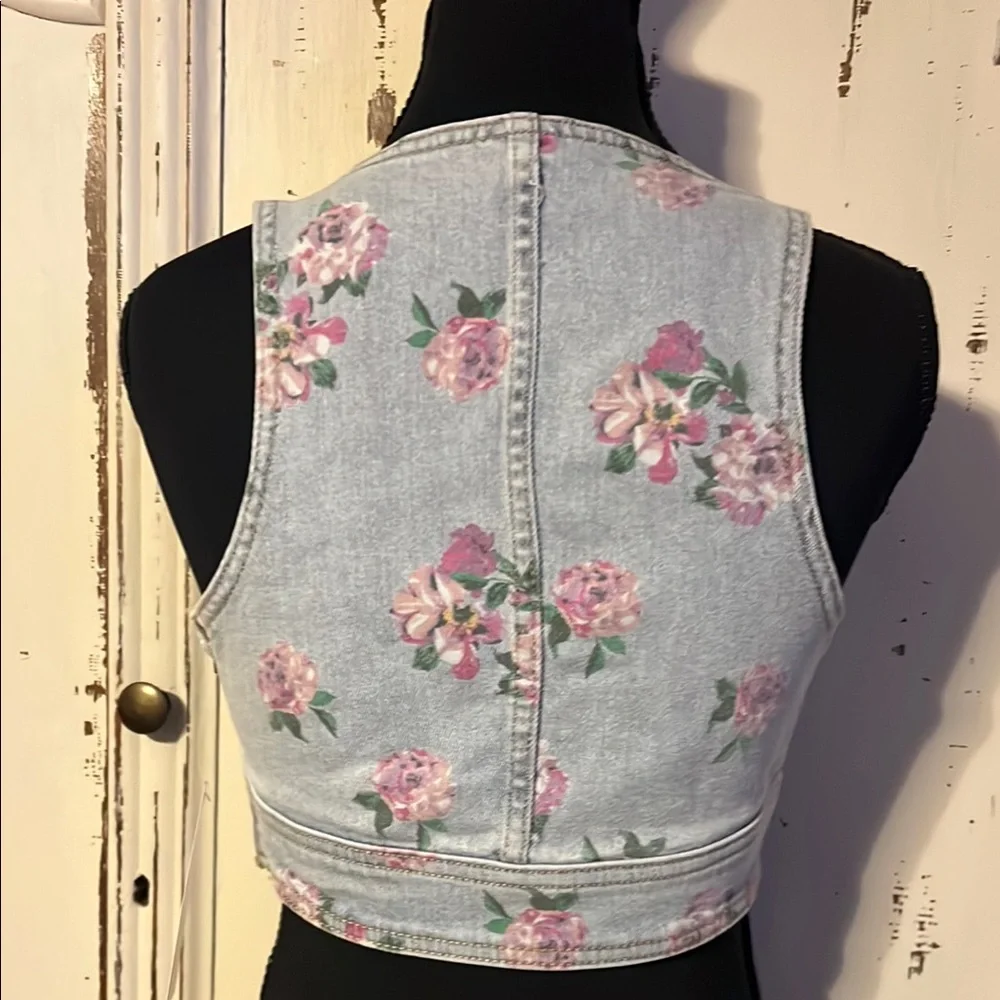 Wild Fable Blue Buttoned Bustier Crop Top - Picture 5 of 7